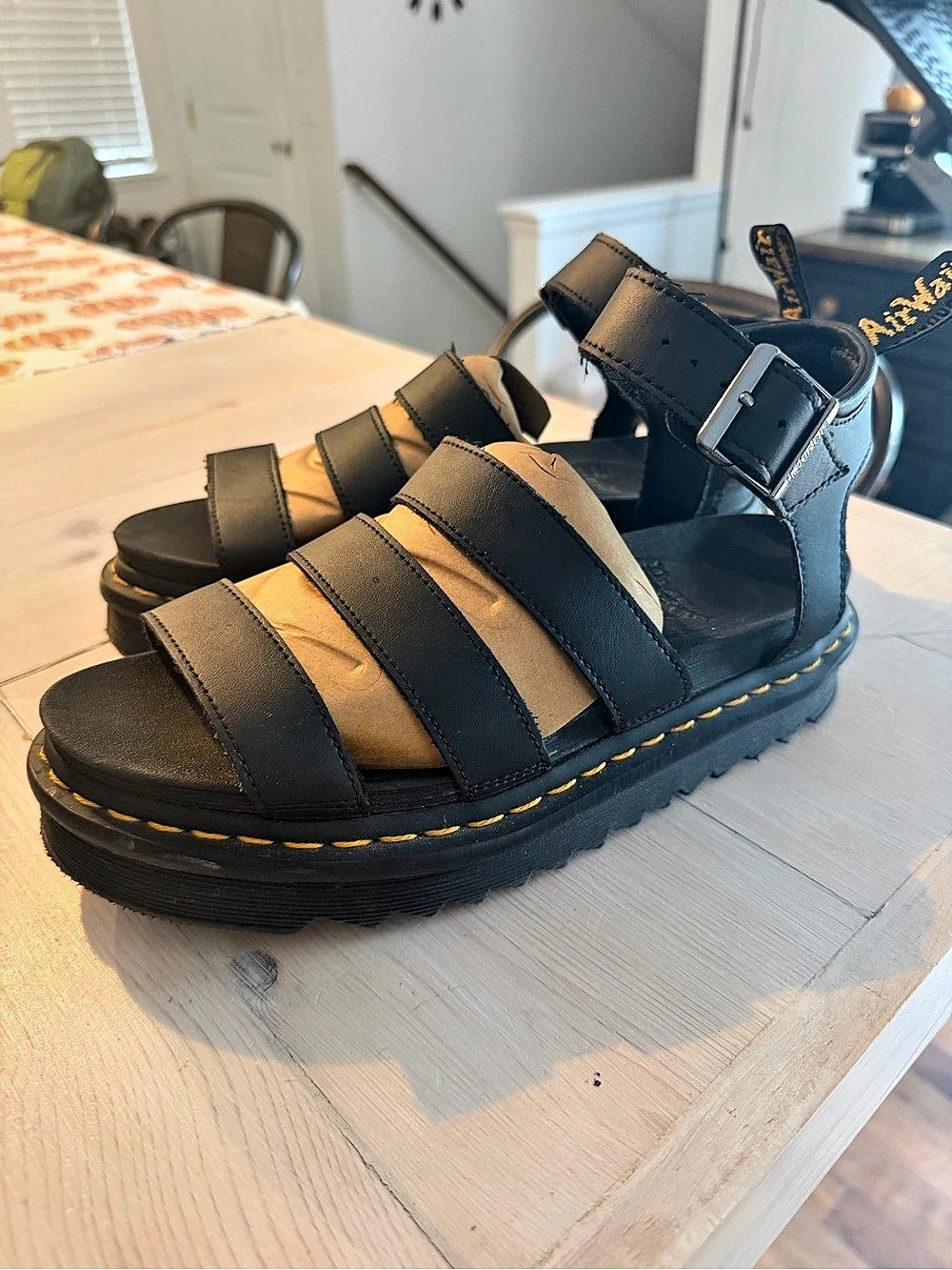 Dr. Martens Voss Quad Leather Strap Sandals Platform Sandals in Black